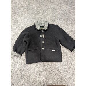 Giesswein Wool Jacket Kids 06 Cottagecore Button VTG Fur Trim